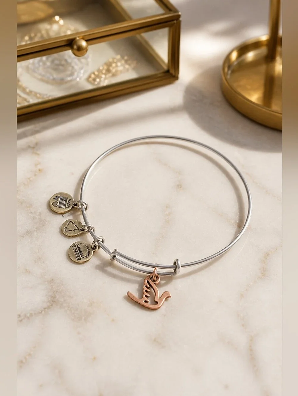 ALEX AND ANI Dove Charm Bracelet. GUC